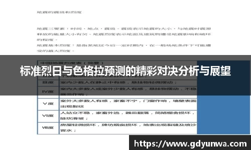 标准烈日与色格拉预测的精彩对决分析与展望